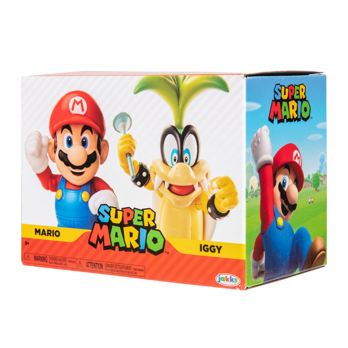 Nintendo 4" 2 Figure Pack Mario vs Iggy Koopa