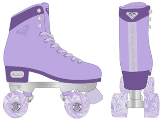 Roxy Quad Roller Skates Purple Swirly Wheels (Medium)
