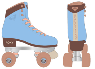 Roxy Quad Roller Skates Blue and Brown (Small)