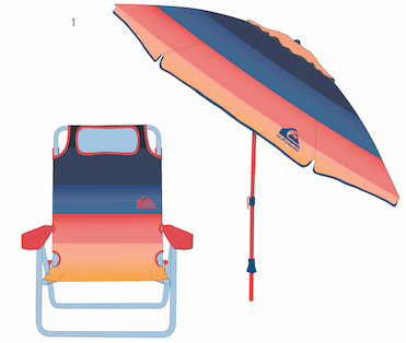 Quiksilver Beach Umbrella and Chair Combo Set Tiki Fade