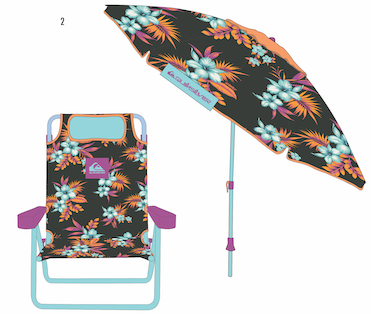 Quiksilver Beach Umbrella and Chair Combo Set Black Floral